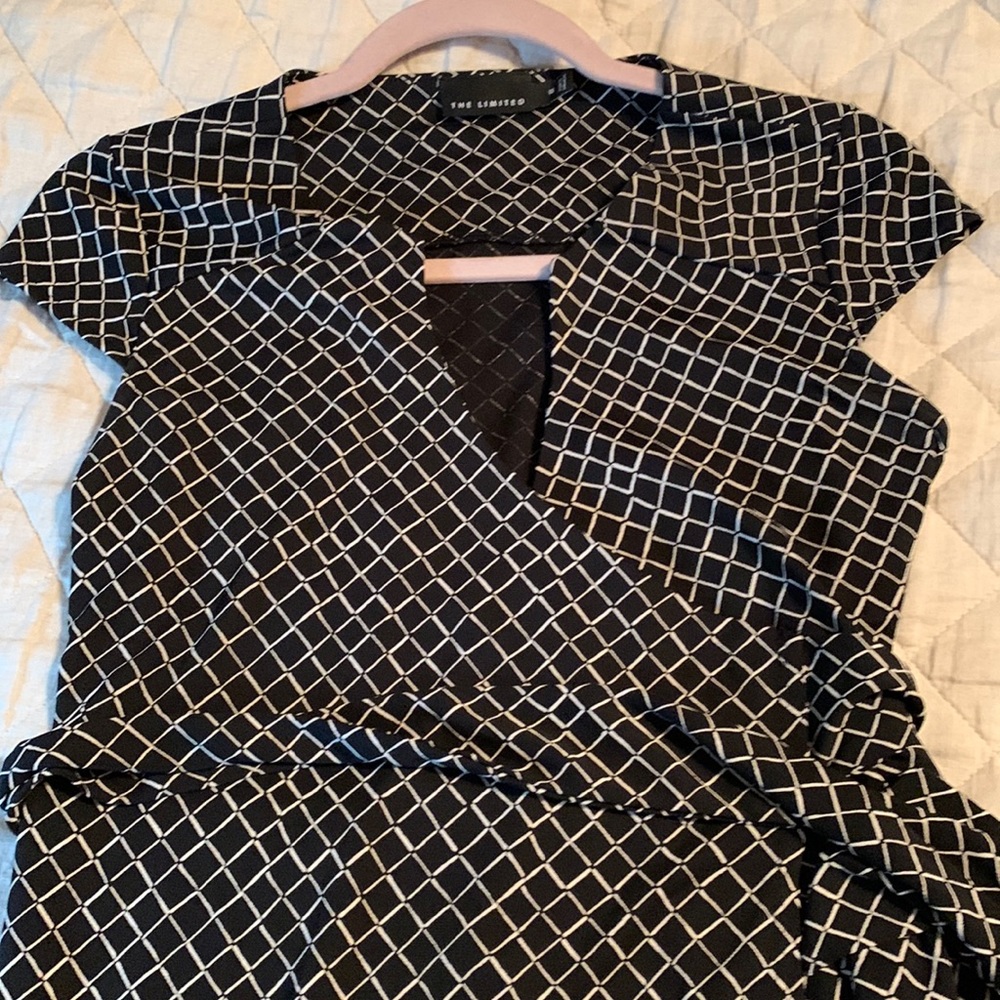 Limited black and cream wrap dress, size XS, 35.5 inches long